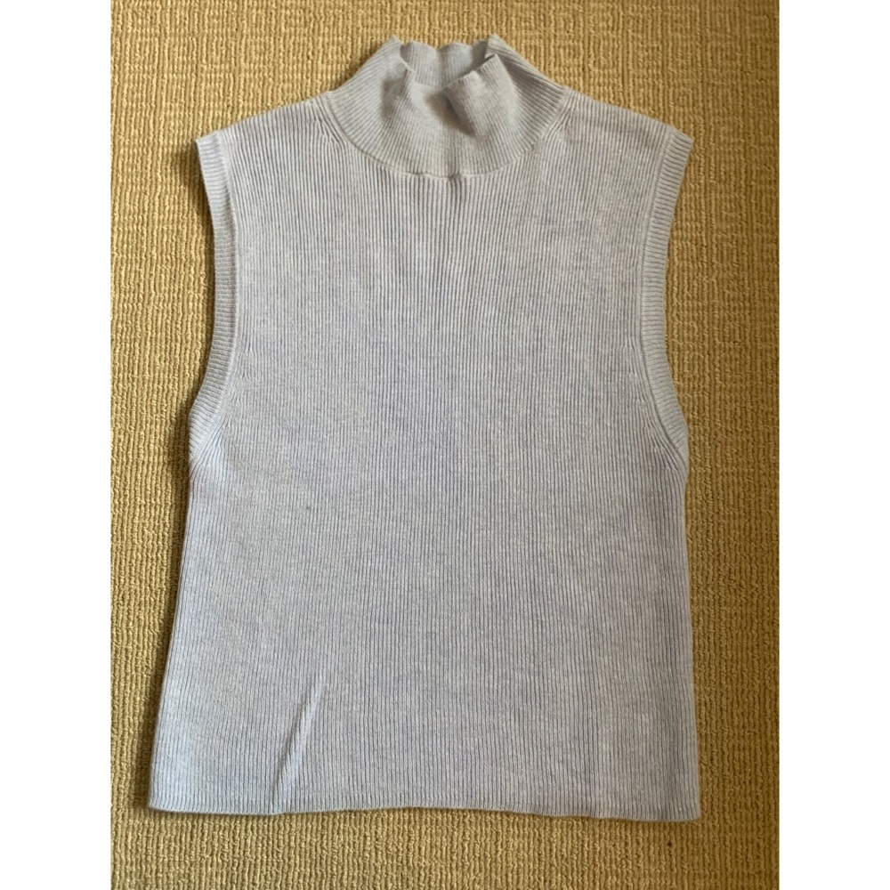 Light blue cropped sleeveless turtleneck